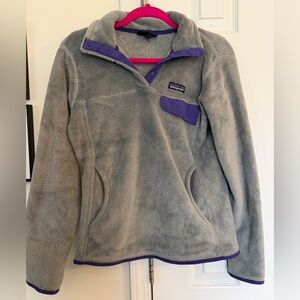 Patagonia Gray Fleece with Purple Trim
